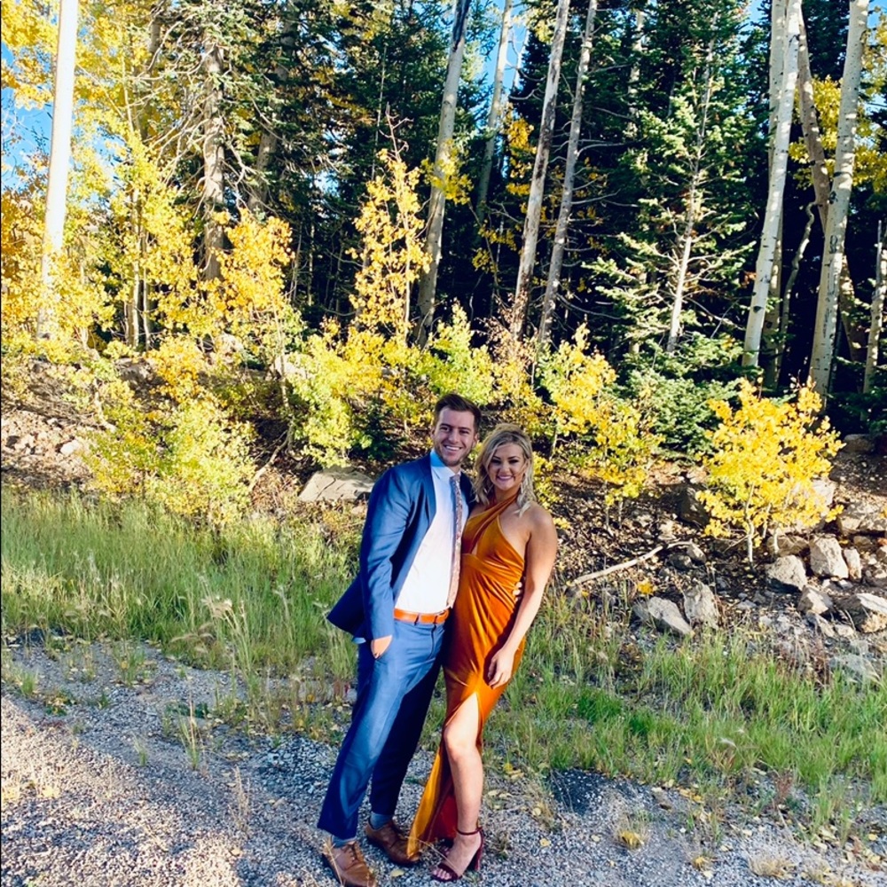 Michael Costello x Revolve Copper Velvet Dress